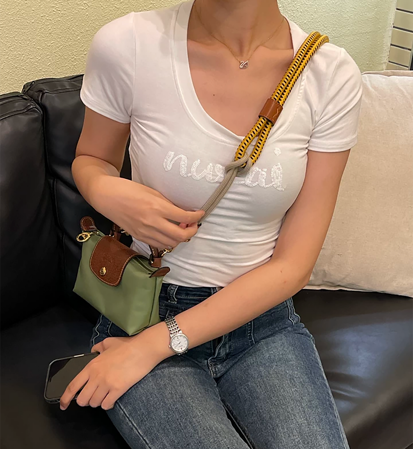 The Pliage Energy bag replacement shoulder strap, nylon woven strap, leather transformation buckle, single shoulder strap