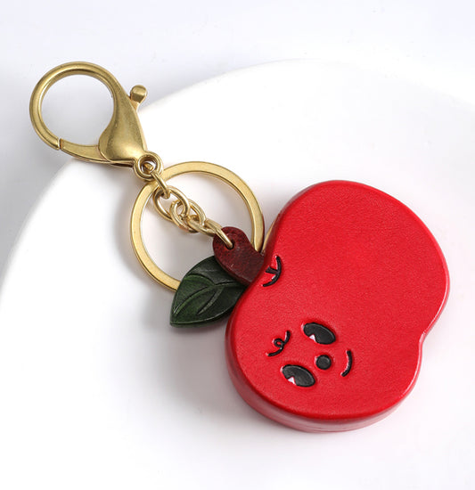 Christmas gift apple pendant, creative car keychain, high-end bag decoration with a peace apple