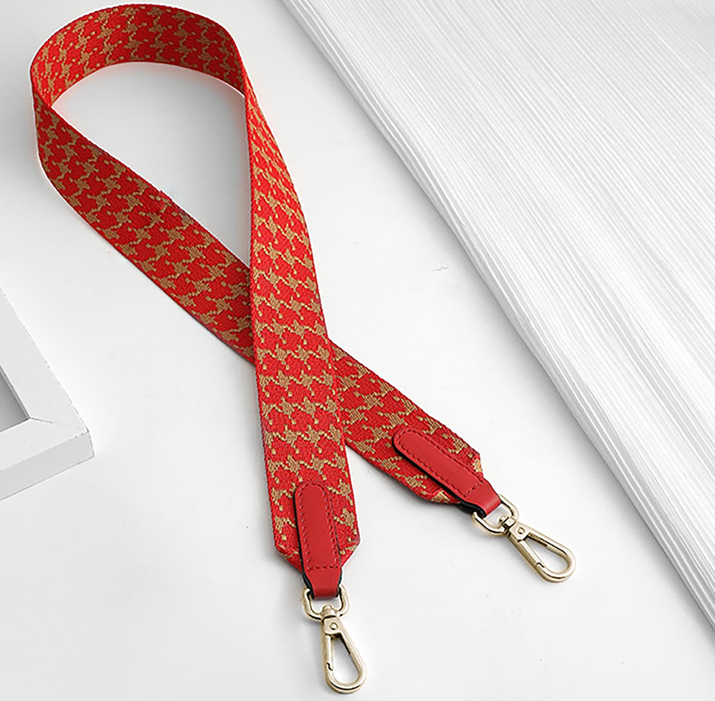 Houndstooth Pattern Canvas Shoulder Strap, 3.7cm Bag Replacement Strap, Shoulder and Crossbody Bag Strap