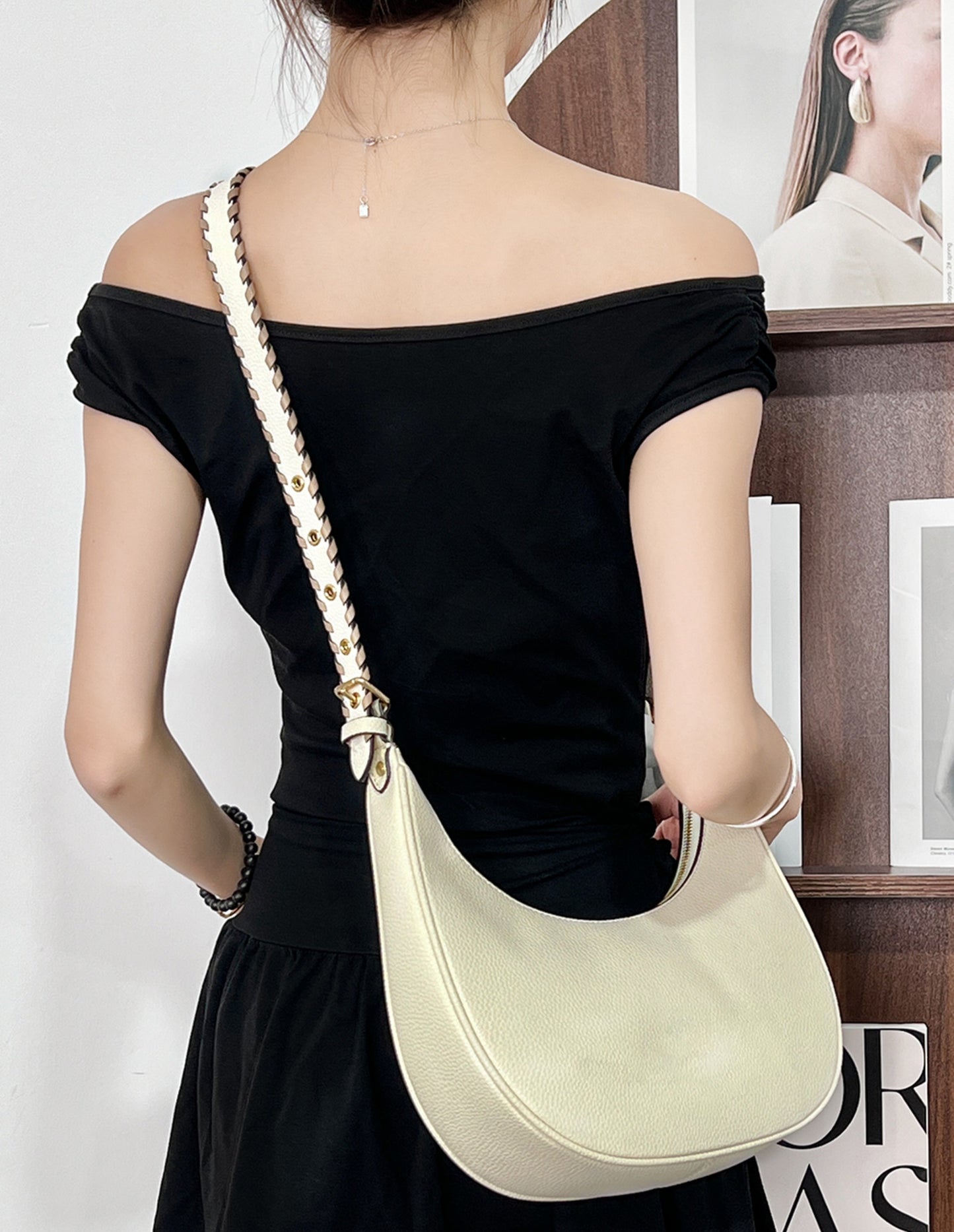 Underarm modification adjustable crossbody replacement strap for Luna Pebble Leather Shoulder Bag