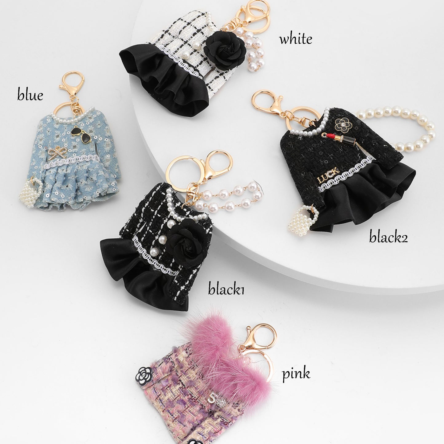 High-end skirt charm, backpack keychain, cute small accessories for women, clothing style bag pendant