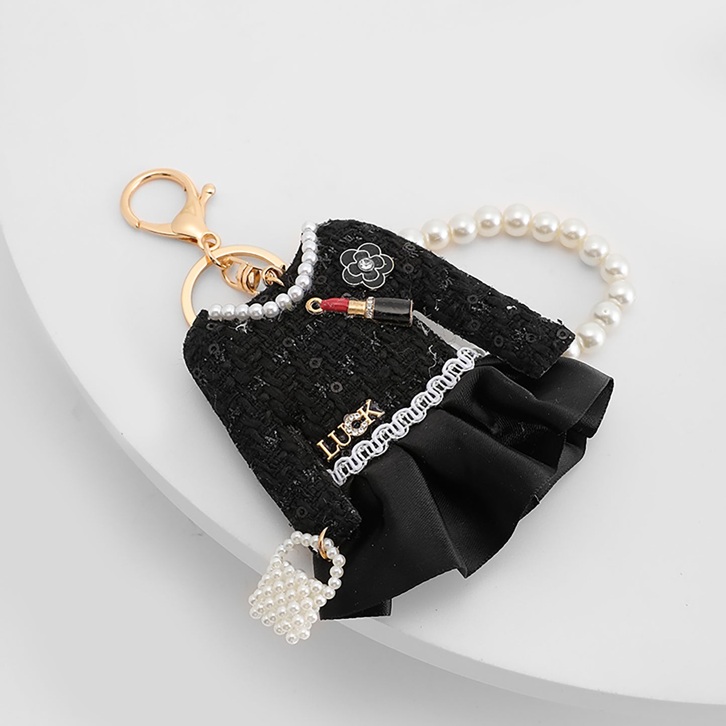 High-end skirt charm, backpack keychain, cute small accessories for women, clothing style bag pendant