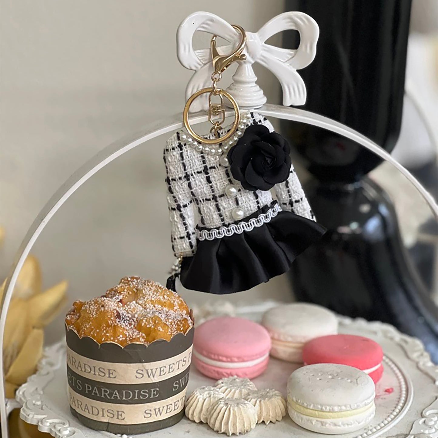 High-end skirt charm, backpack keychain, cute small accessories for women, clothing style bag pendant