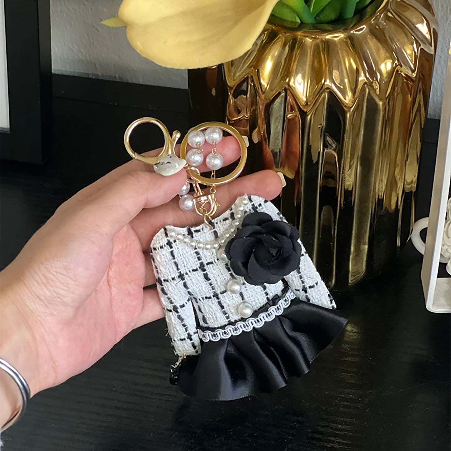 High-end skirt charm, backpack keychain, cute small accessories for women, clothing style bag pendant