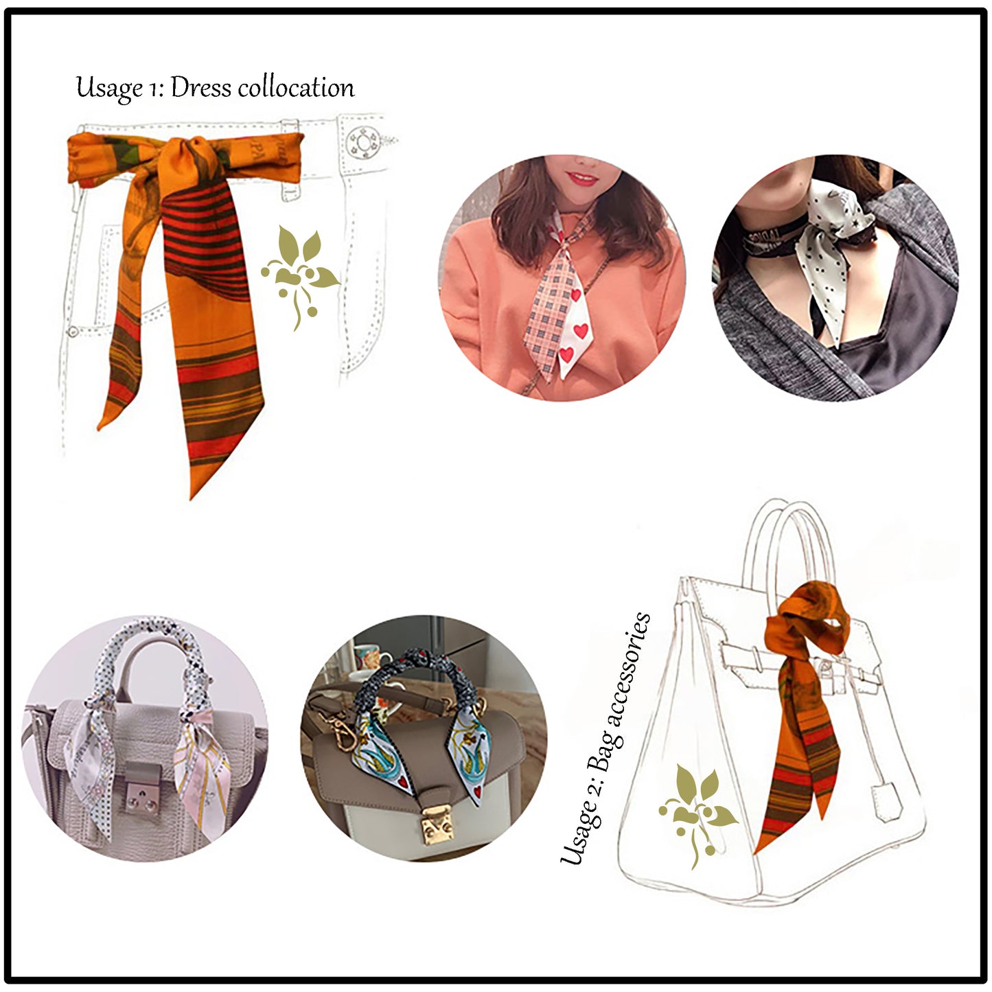 Stylish Silk Scarf for Bags, Neck, and Hats - Versatile Fashion Accessory