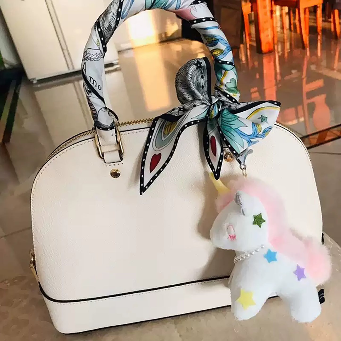 Stylish Silk Scarf for Bags, Neck, and Hats - Versatile Fashion Accessory