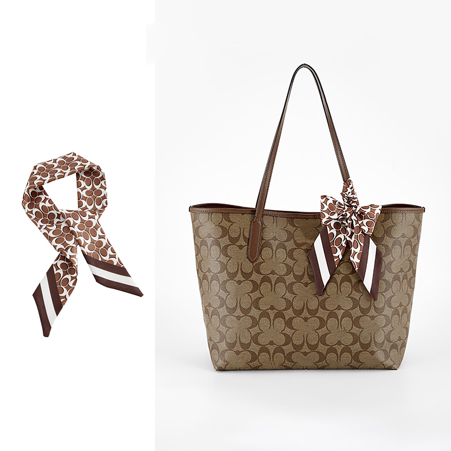 Bag decoration silk scarf, fashionable handbag silk scarf accessory, made of nylon fabric, hand-stitched silk scarf accessory