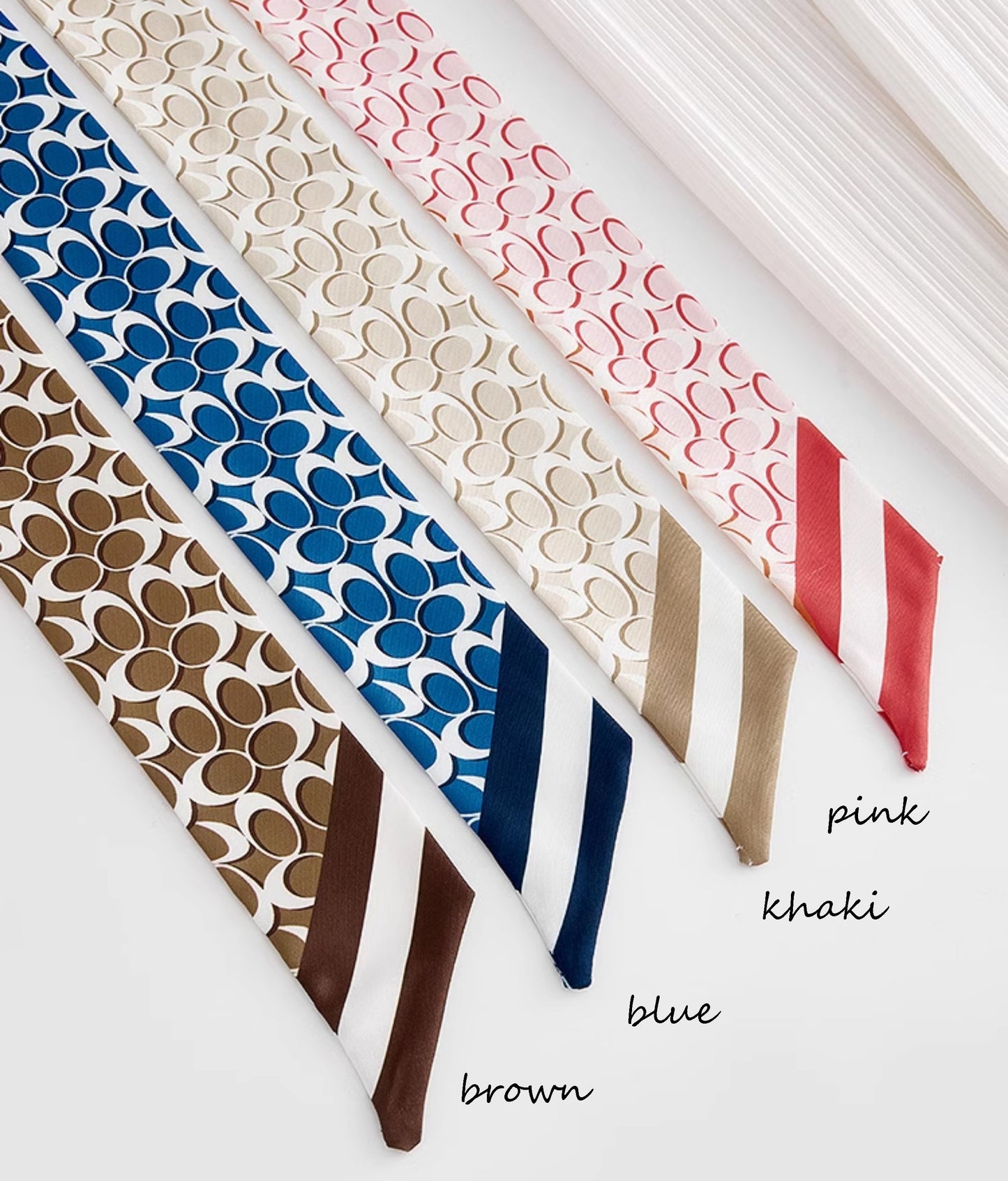 Bag decoration silk scarf, fashionable handbag silk scarf accessory, made of nylon fabric, hand-stitched silk scarf accessory