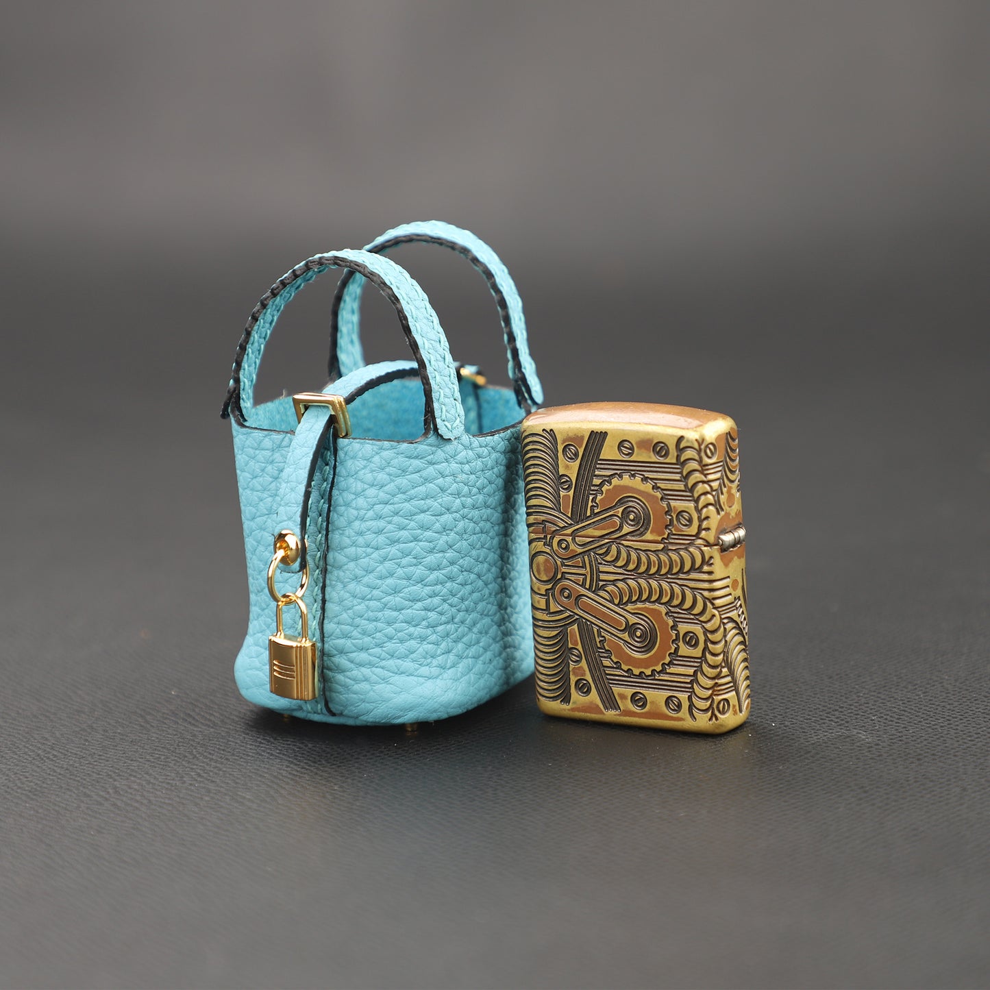 Mini Picotin Bag Pendant,Handmade The Picotin Lock Bag Charm,Leather bag pendant,Handmade DIY Design Bag Pendant