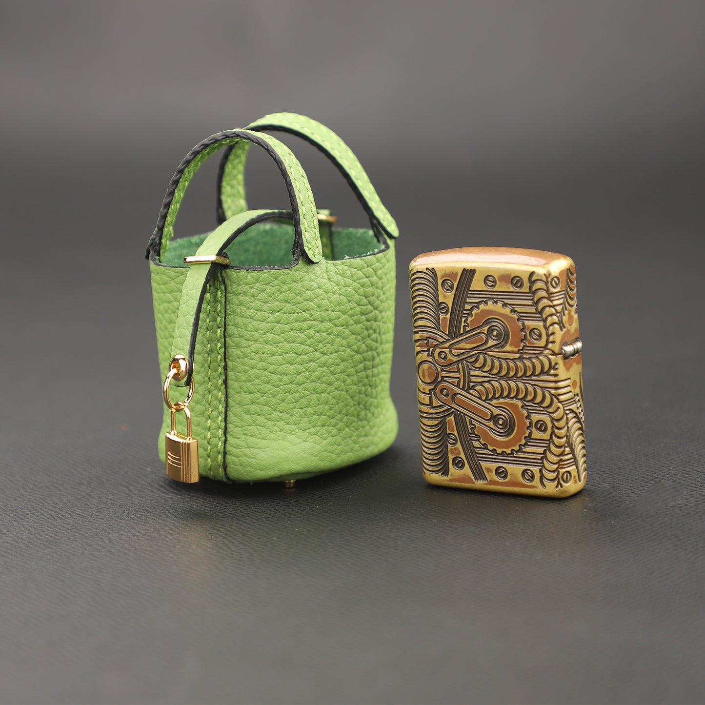 Mini Picotin Bag Pendant,Handmade The Picotin Lock Bag Charm,Leather bag pendant,Handmade DIY Design Bag Pendant