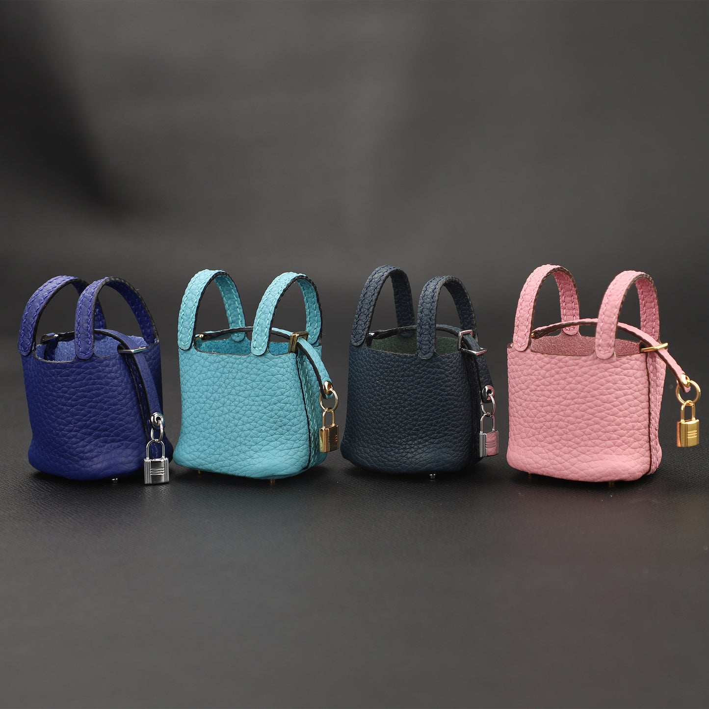 Mini Picotin Bag Pendant,Handmade The Picotin Lock Bag Charm,Leather bag pendant,Handmade DIY Design Bag Pendant