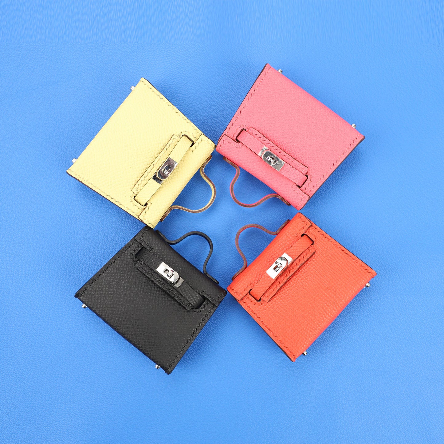 Capucines Tadelakt Micro Mini Kelly Twilly Charm Silver Hardware Leather charm for bag