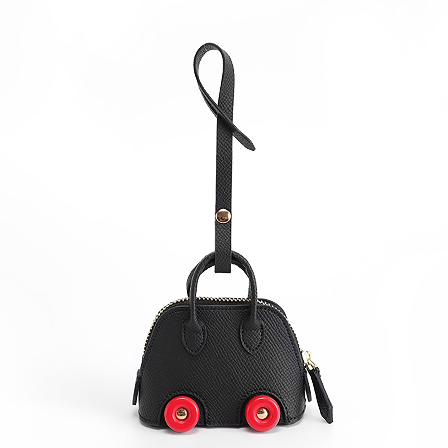 Handmade leather coin purse, car-shaped keychain bag, white small storage pouch, bag decoration accessories, creative zipper storage pouch, new style headphone case charm