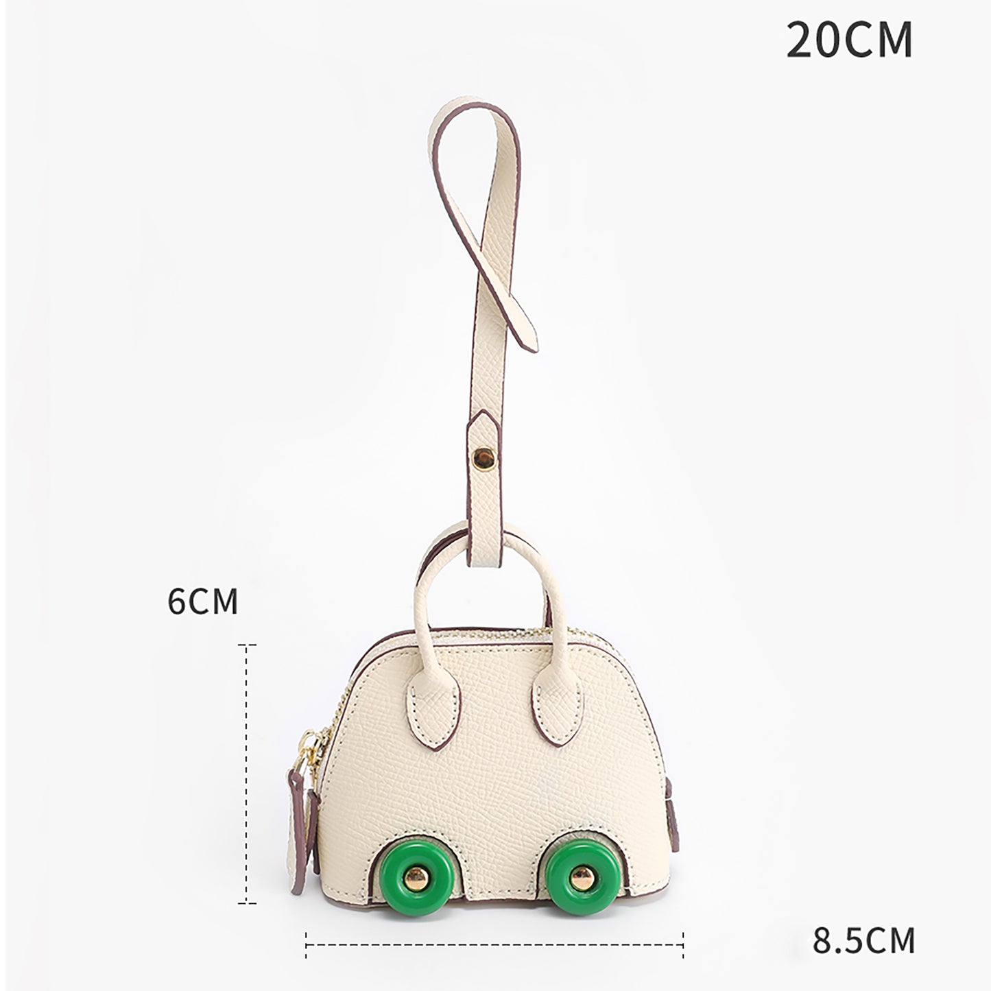 Handmade leather coin purse, car-shaped keychain bag, white small storage pouch, bag decoration accessories, creative zipper storage pouch, new style headphone case charm