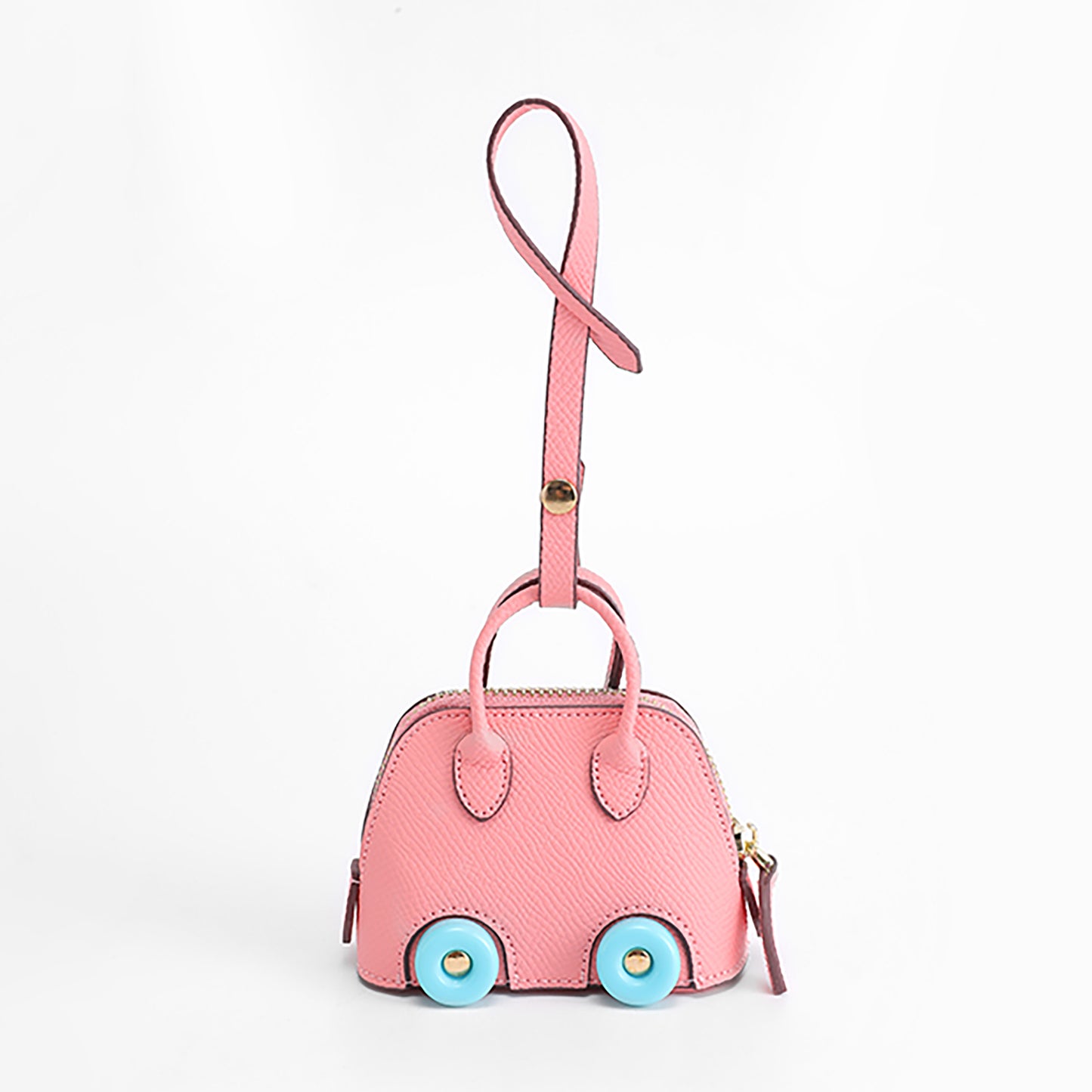 Handmade leather coin purse, car-shaped keychain bag, white small storage pouch, bag decoration accessories, creative zipper storage pouch, new style headphone case charm