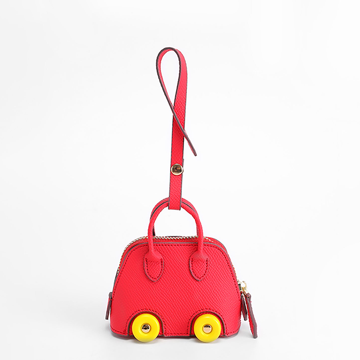 Handmade leather coin purse, car-shaped keychain bag, white small storage pouch, bag decoration accessories, creative zipper storage pouch, new style headphone case charm