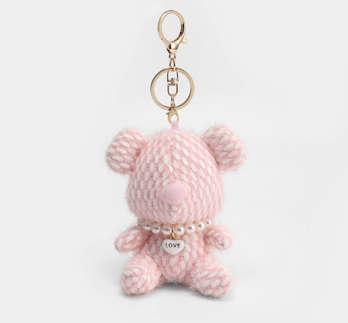 Cute Pink Bear Keychain & Bag Charm – Plush Bear Pendant, Soft and Fluffy Hanging Accessory for Bags, Backpacks, and Keys