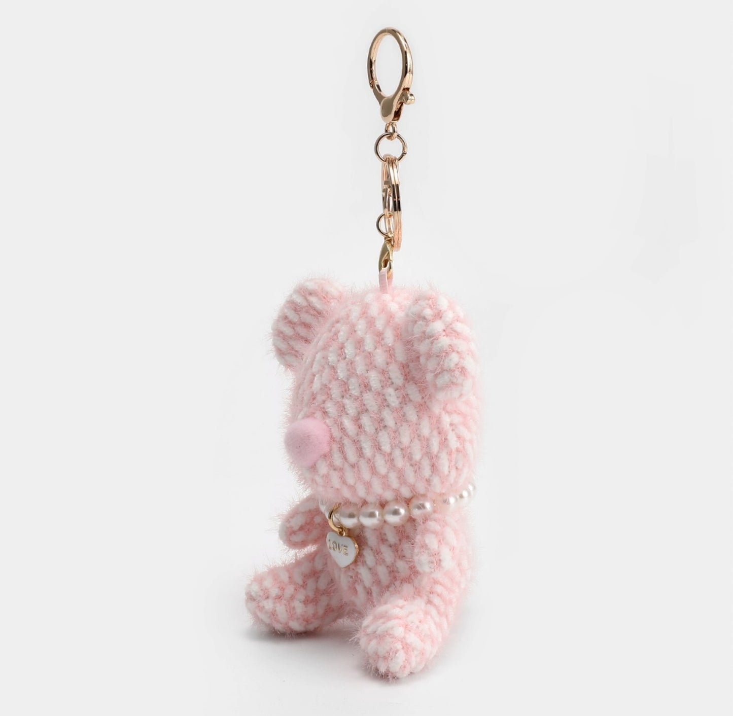 Cute Pink Bear Keychain & Bag Charm – Plush Bear Pendant, Soft and Fluffy Hanging Accessory for Bags, Backpacks, and Keys