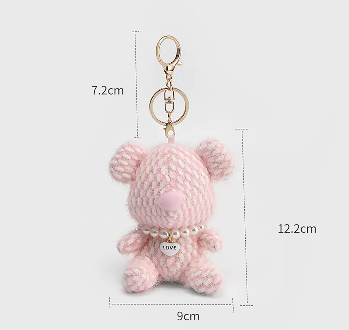Cute Pink Bear Keychain & Bag Charm – Plush Bear Pendant, Soft and Fluffy Hanging Accessory for Bags, Backpacks, and Keys