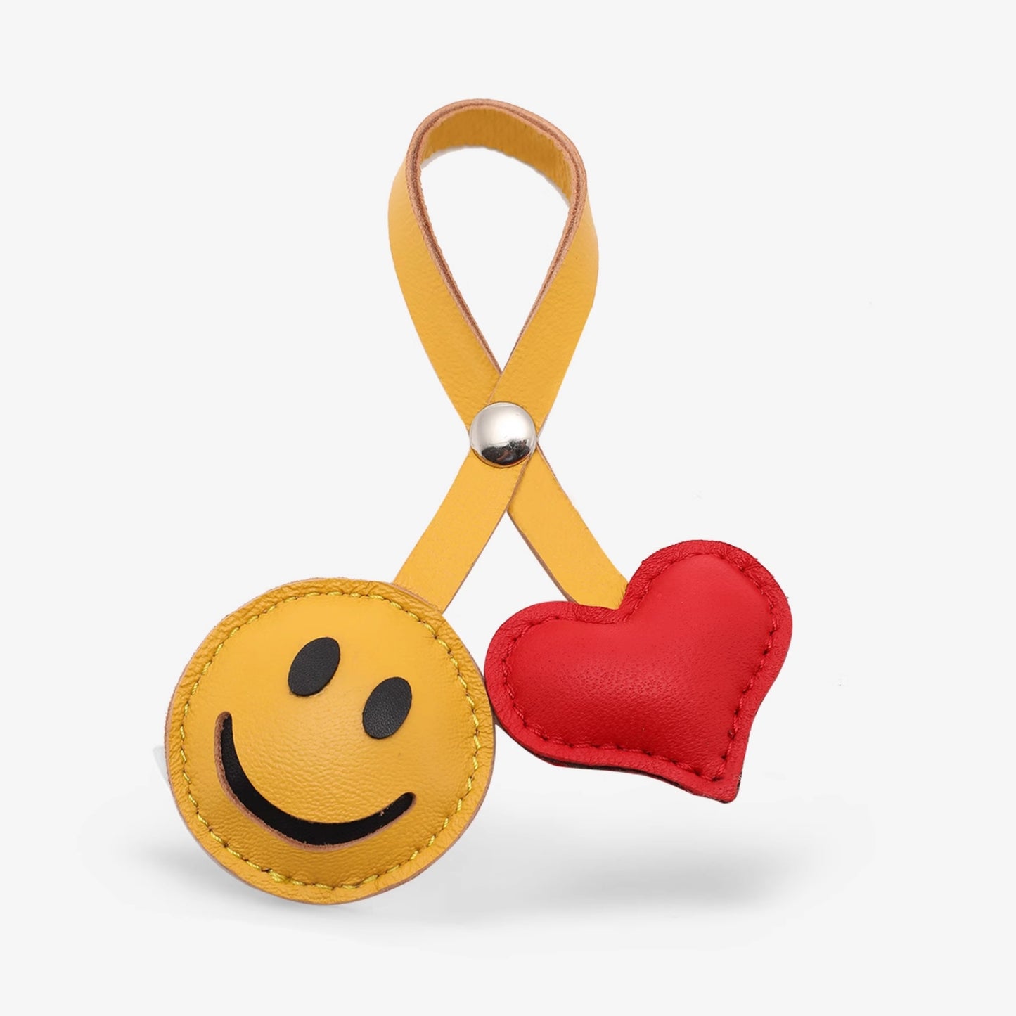 The Pliage Energy Bag Charm, genuine leather bag charm, smiley face style bag accessory,Yellow keychain