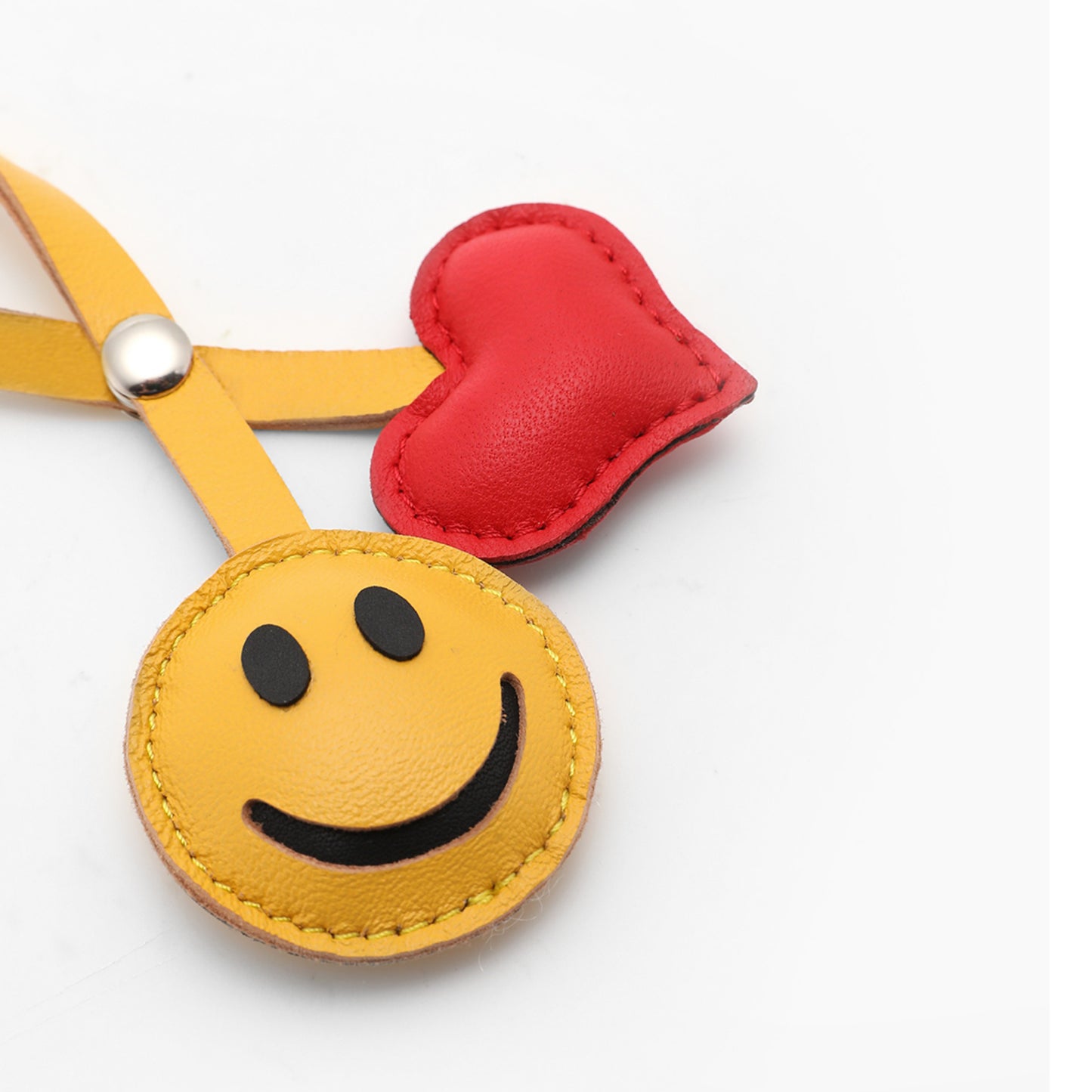 The Pliage Energy Bag Charm, genuine leather bag charm, smiley face style bag accessory,Yellow keychain