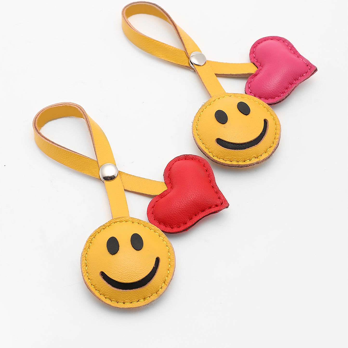 The Pliage Energy Bag Charm, genuine leather bag charm, smiley face style bag accessory,Yellow keychain