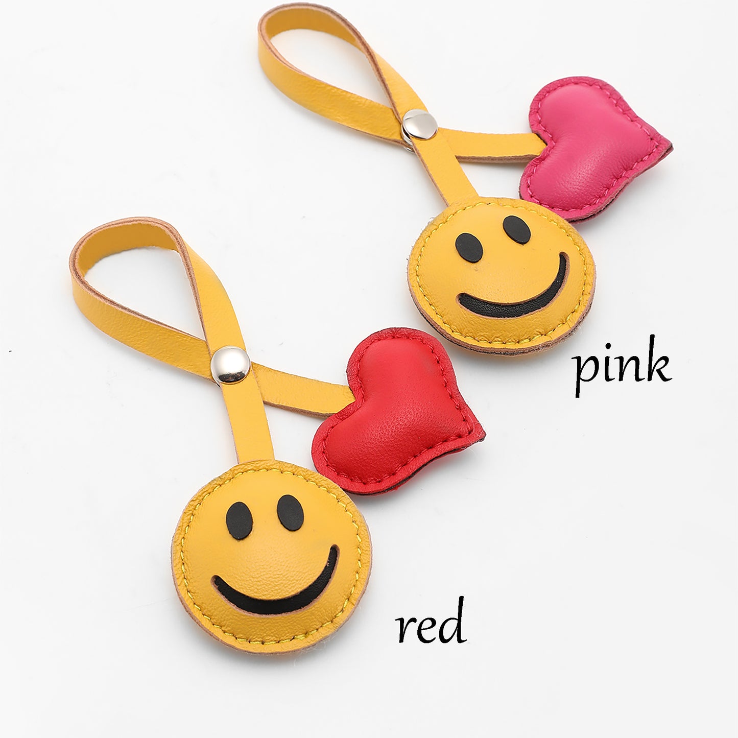 The Pliage Energy Bag Charm, genuine leather bag charm, smiley face style bag accessory,Yellow keychain