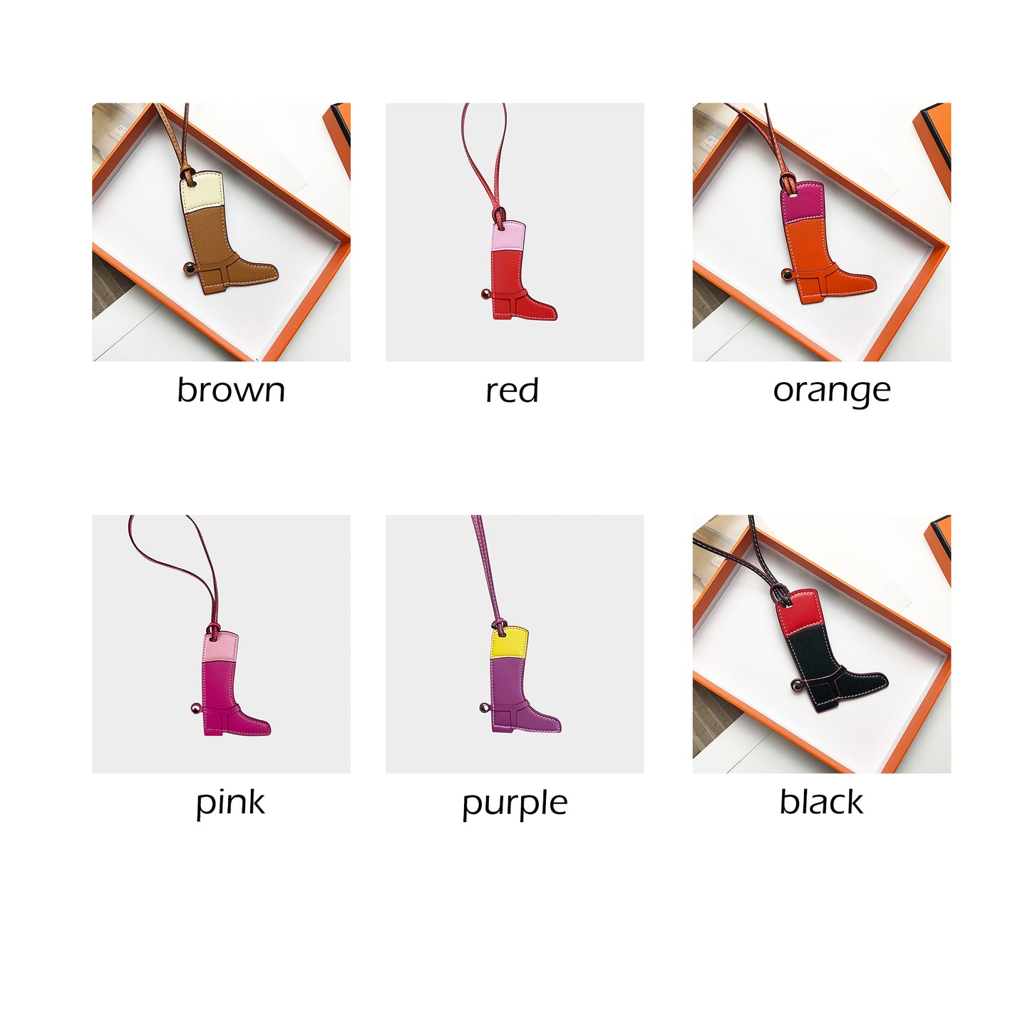 Artisanal Two-Tone Leather Bag Charm – Handmade Multi-Color Detachable Purse Accessory