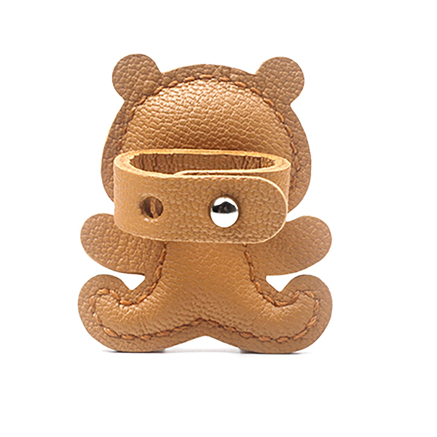 Cream Bear Bag Charm, Cute Genuine Leather, Niche Luxe Handmade Gift.