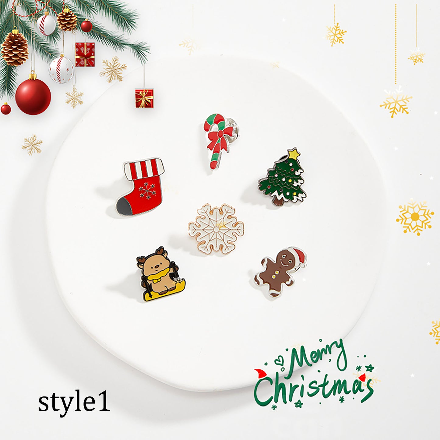 Christmas Creative Brooches – Reindeer, Snowman, Christmas Tree, Stocking, and Gift Pin Badges, Perfect for Clothing & Backpack Accessories