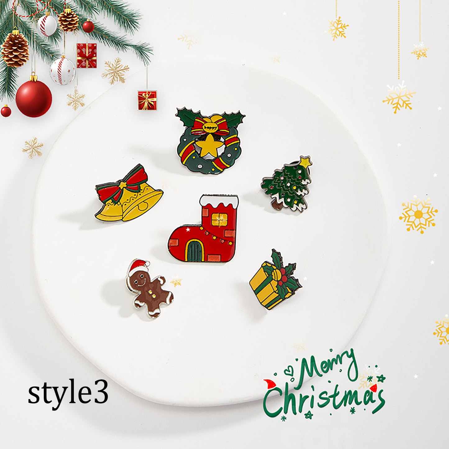 Christmas Creative Brooches – Reindeer, Snowman, Christmas Tree, Stocking, and Gift Pin Badges, Perfect for Clothing & Backpack Accessories