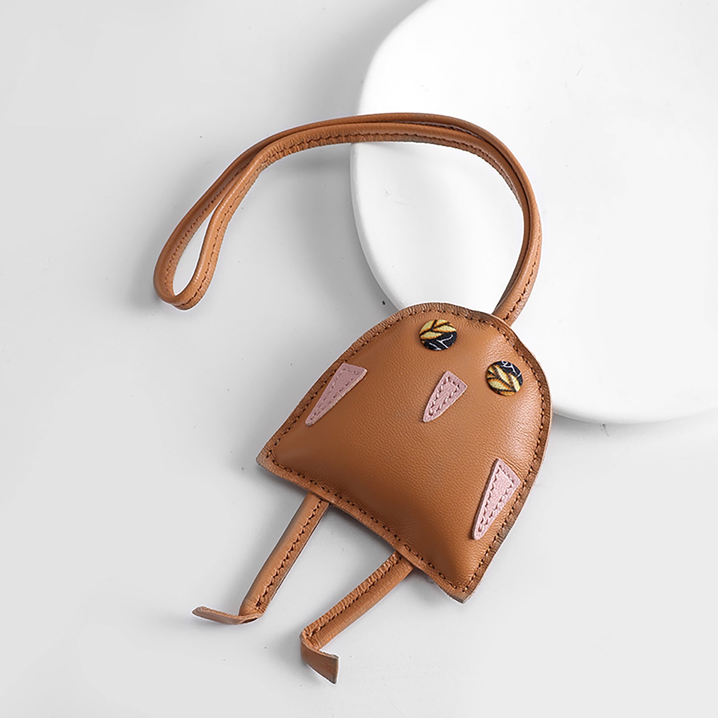 Owl Pendant, Bag Charm, Car Decoration, Light Luxury Cute Plush Doll, Genuine Leather Accessory