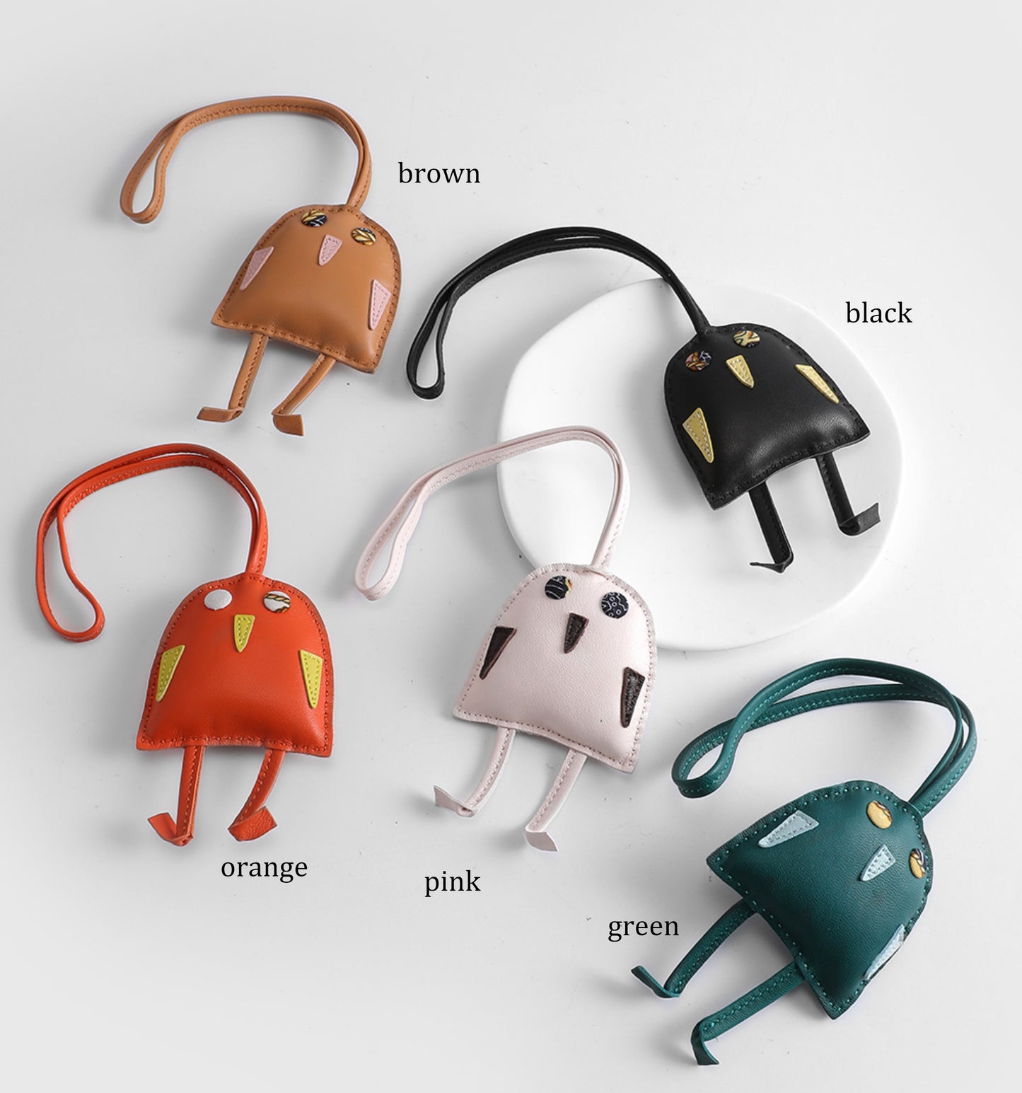 Owl Pendant, Bag Charm, Car Decoration, Light Luxury Cute Plush Doll, Genuine Leather Accessory