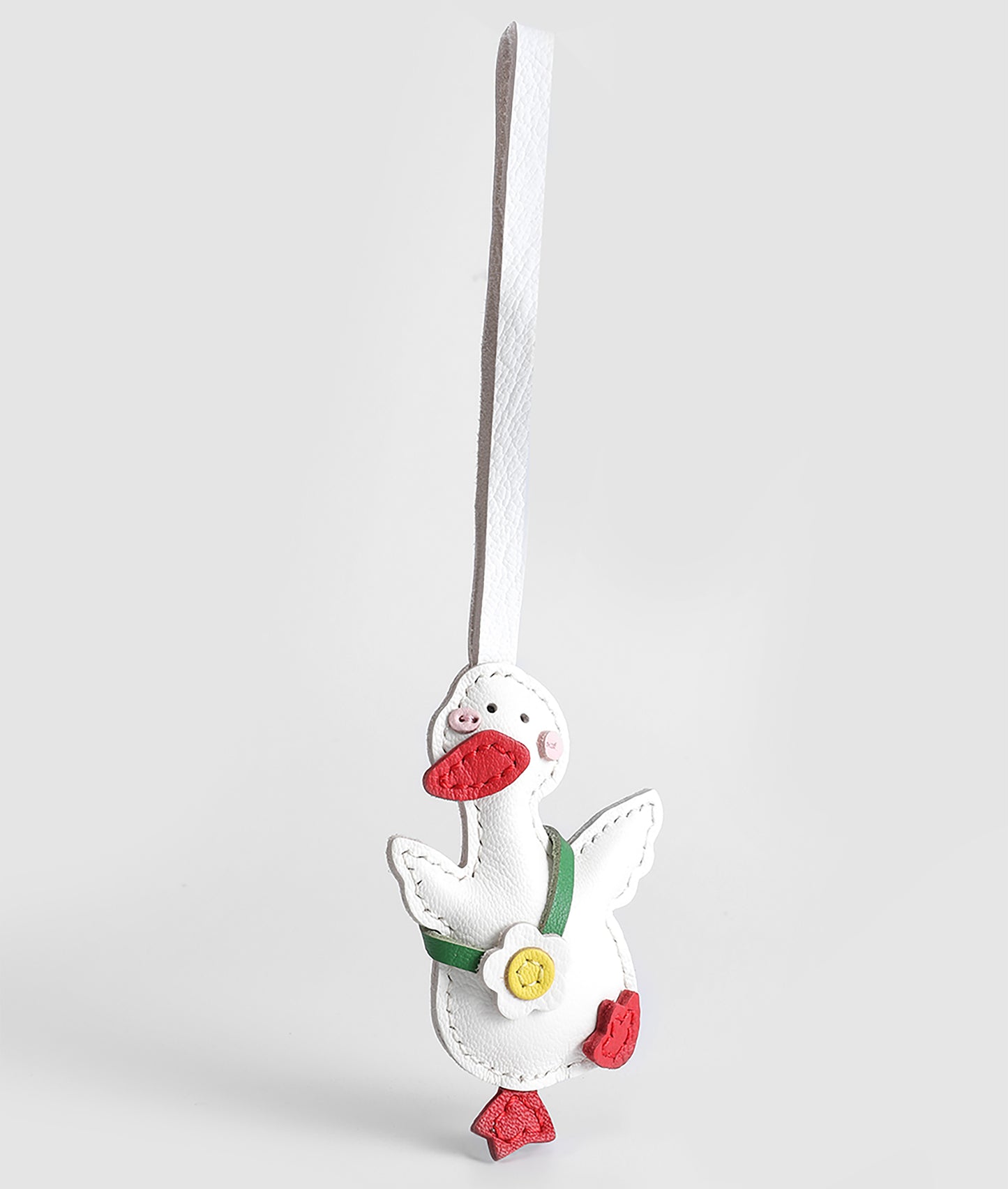 Handcrafted Genuine Leather Duck Keychain Charm