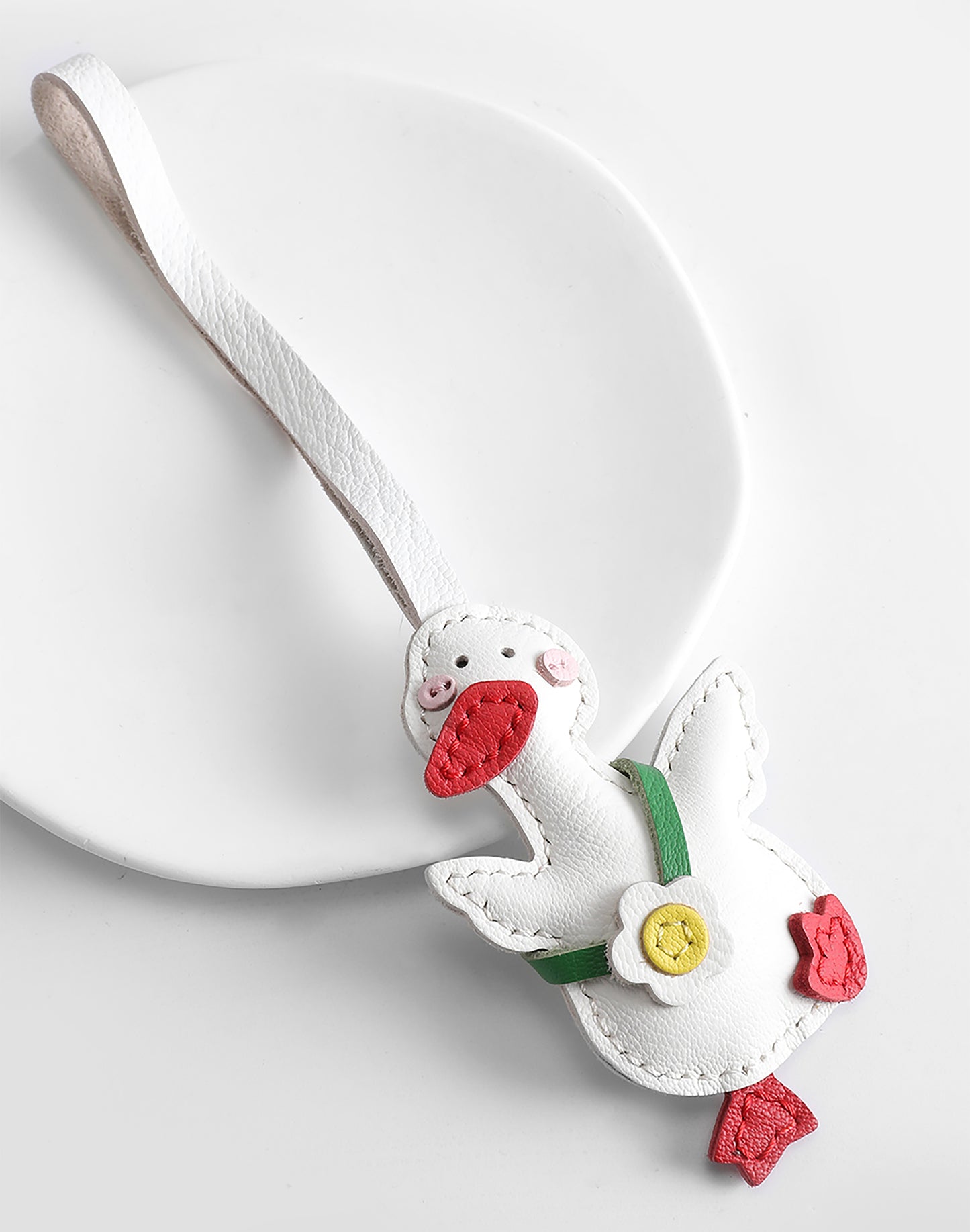 Handcrafted Genuine Leather Duck Keychain Charm