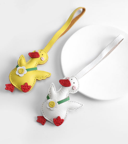 Handcrafted Genuine Leather Duck Keychain Charm