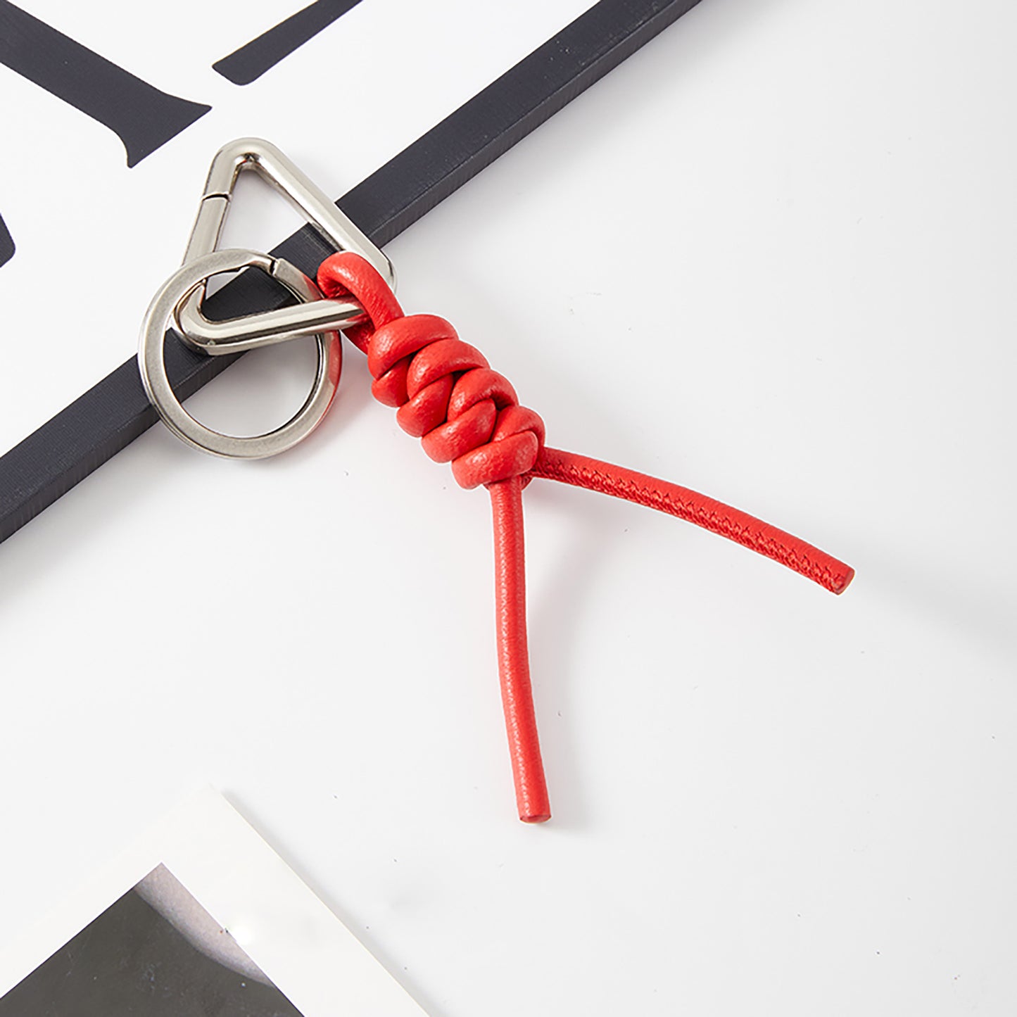 Handcrafted Lambskin BV Braided Rope Keychain – Stylish Bag Charm and Key Holder Accessory