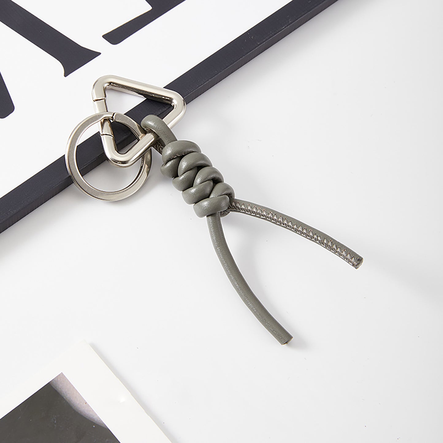 Handcrafted Lambskin BV Braided Rope Keychain – Stylish Bag Charm and Key Holder Accessory