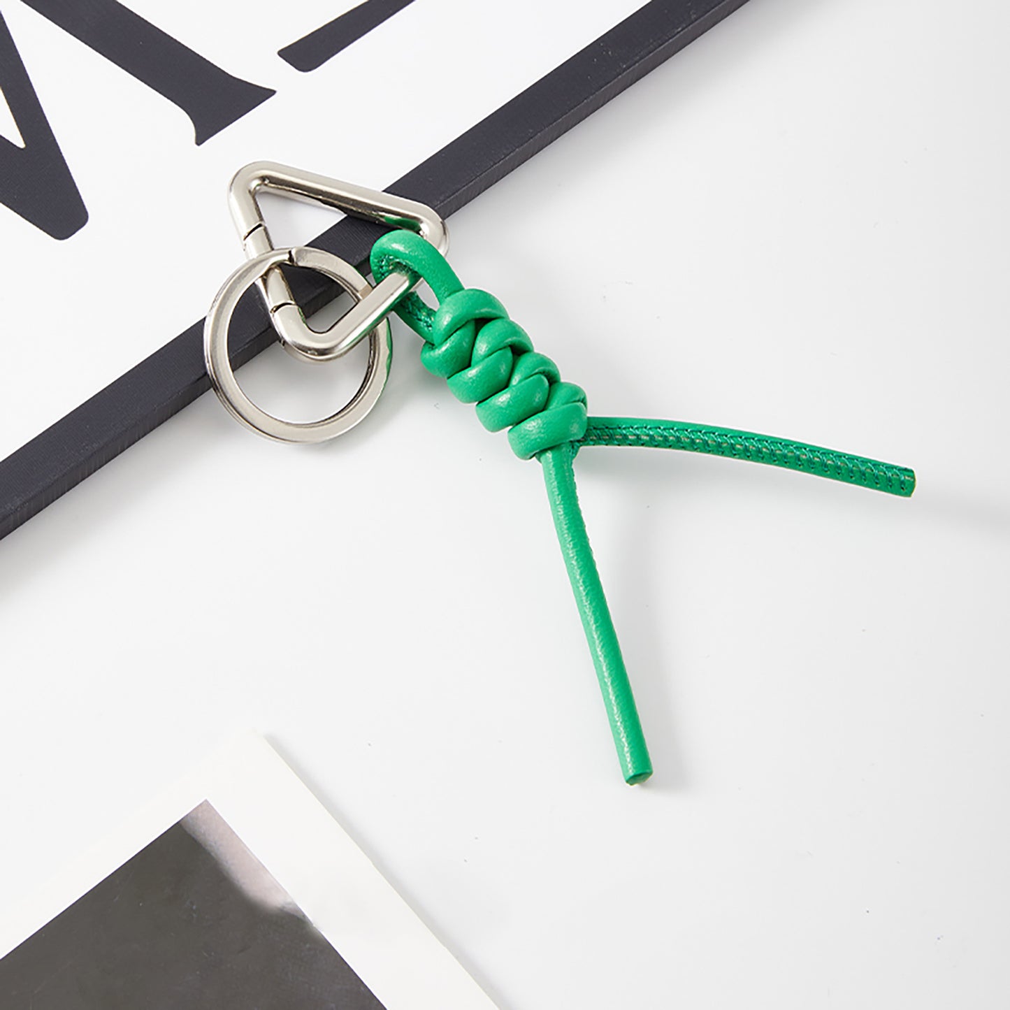 Handcrafted Lambskin BV Braided Rope Keychain – Stylish Bag Charm and Key Holder Accessory