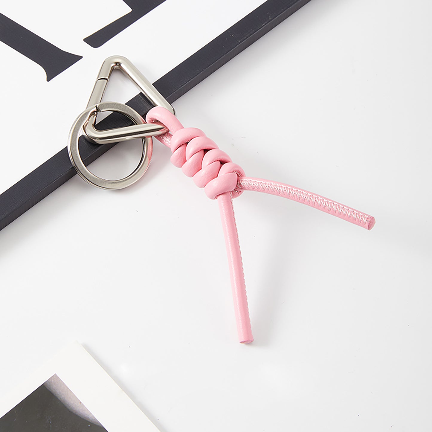 Handcrafted Lambskin BV Braided Rope Keychain – Stylish Bag Charm and Key Holder Accessory