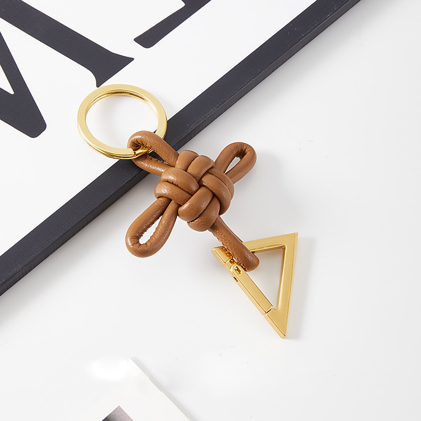 Handcrafted Lambskin BV Braided Rope Keychain – Stylish Bag Charm and Key Holder Accessory