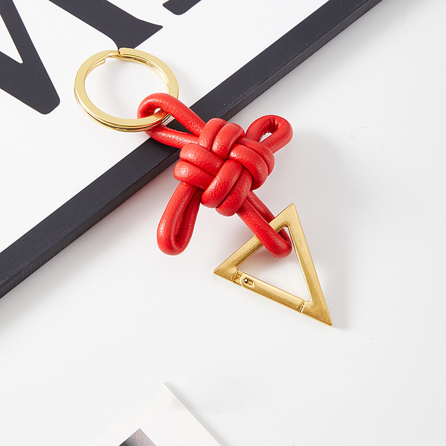 Handcrafted Lambskin BV Braided Rope Keychain – Stylish Bag Charm and Key Holder Accessory