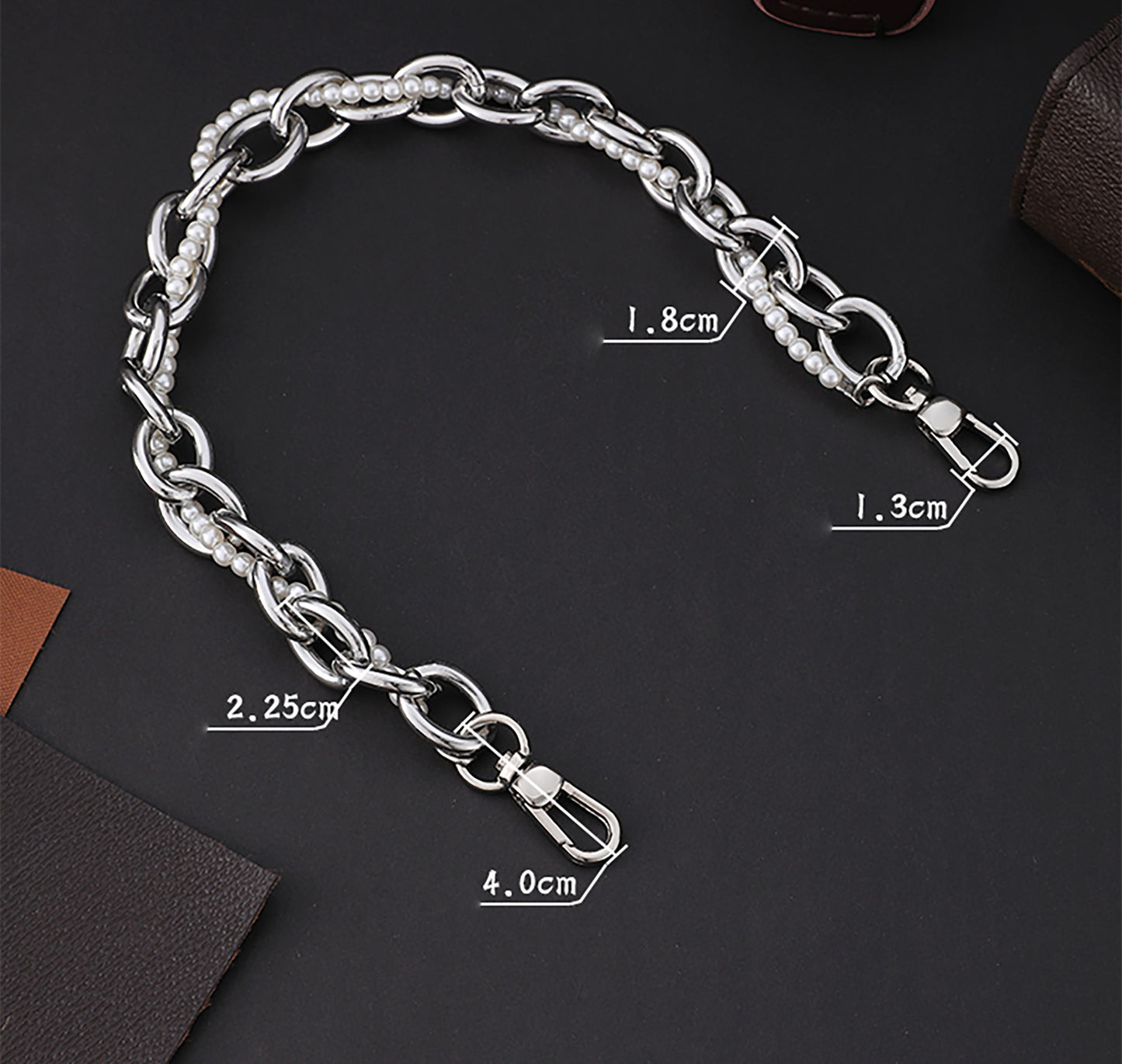 Underarm bag pearl handle decorative accessory chain metal bag strap shoulder strap