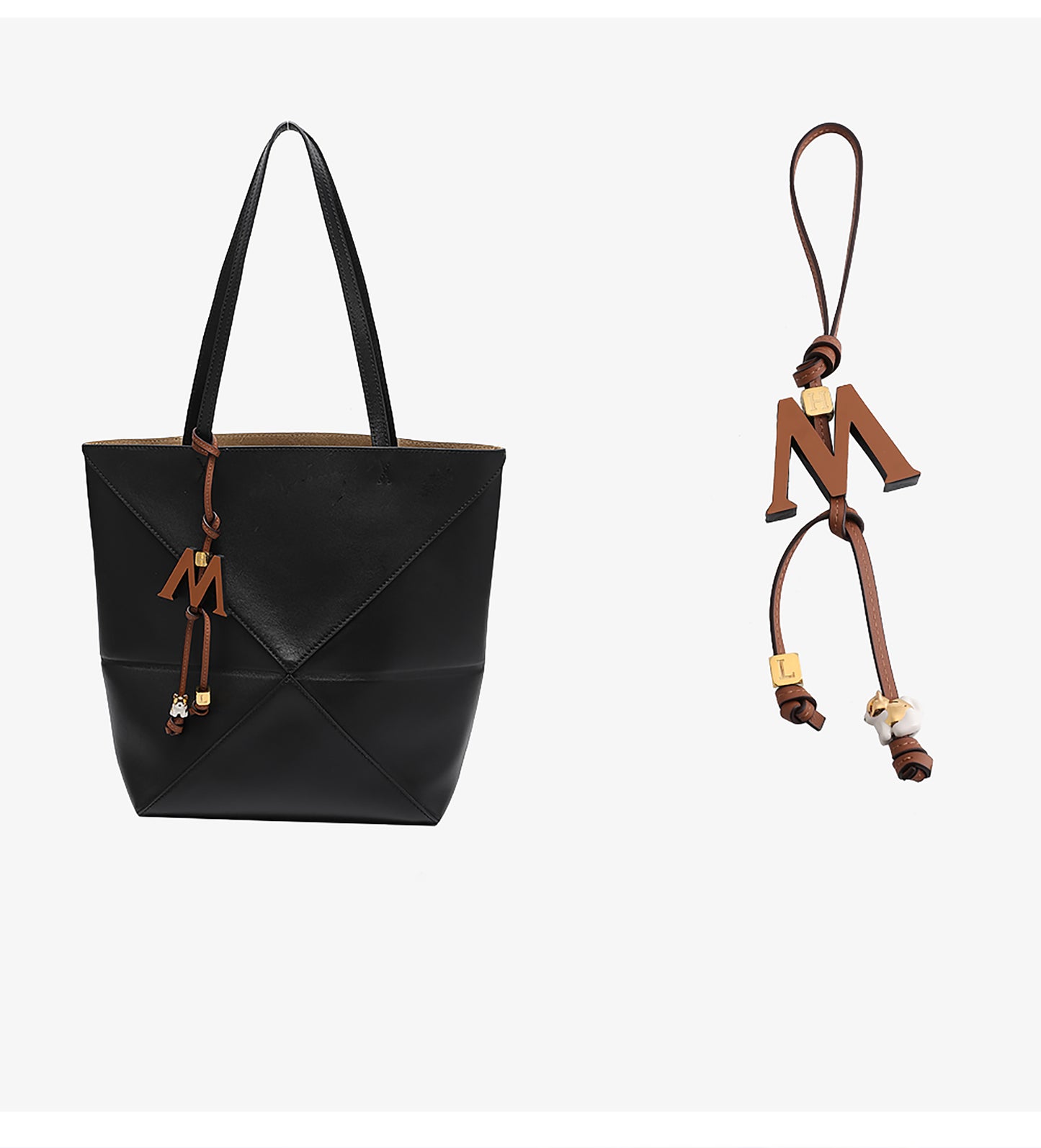 Bag letter accessories, genuine leather charm, high-end keychain