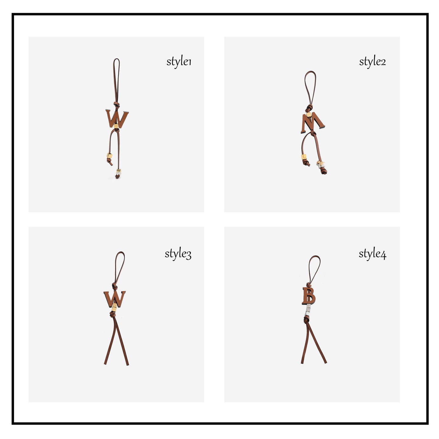 Bag letter accessories, genuine leather charm, high-end keychain