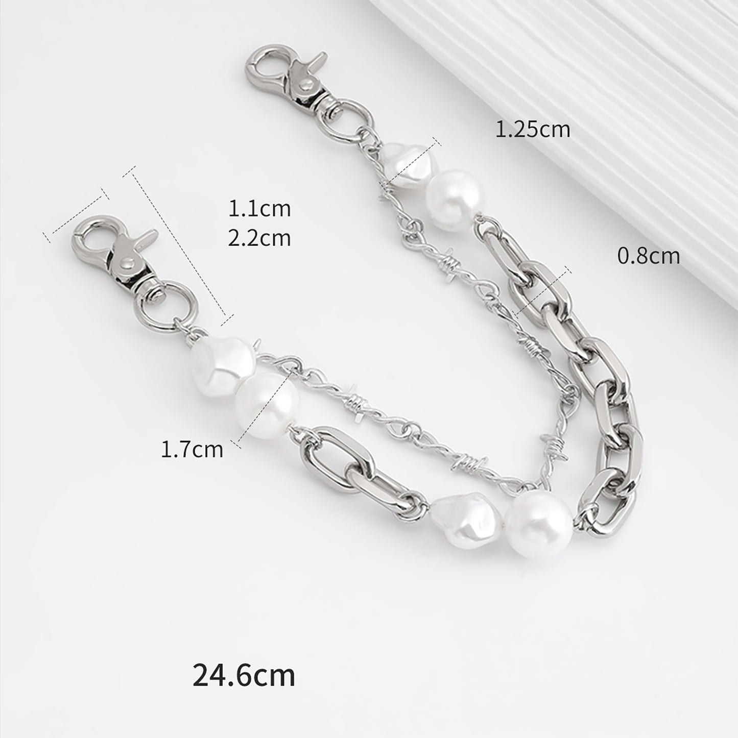 Underarm Bag Decorative Chain Modification – High-End Pearl & Metal Double Layer Chain Accessory