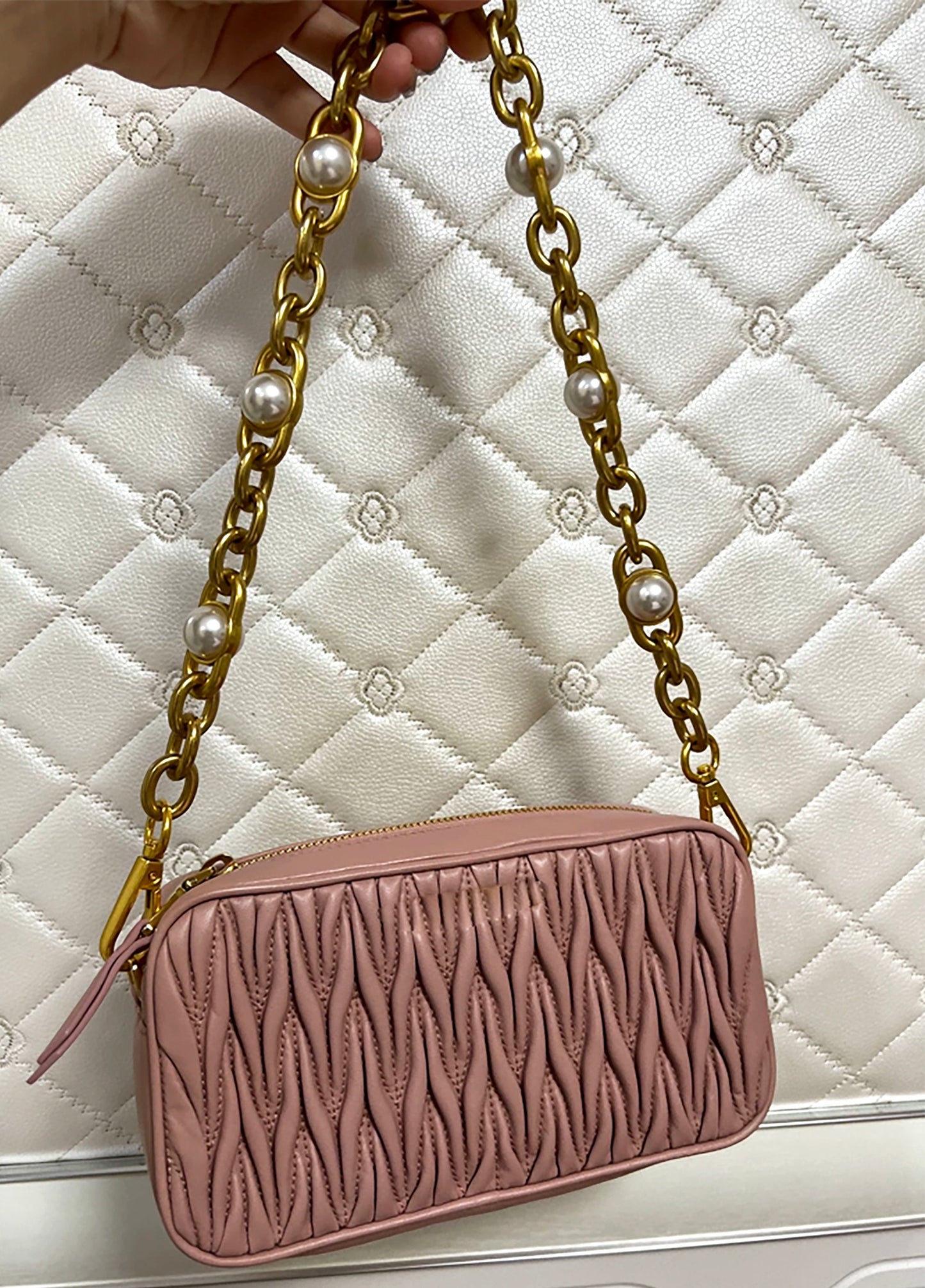 Hobo Underarm Bag Replacement Chain Shoulder Strap, Pearl Crossbody Bag Chain Conversion