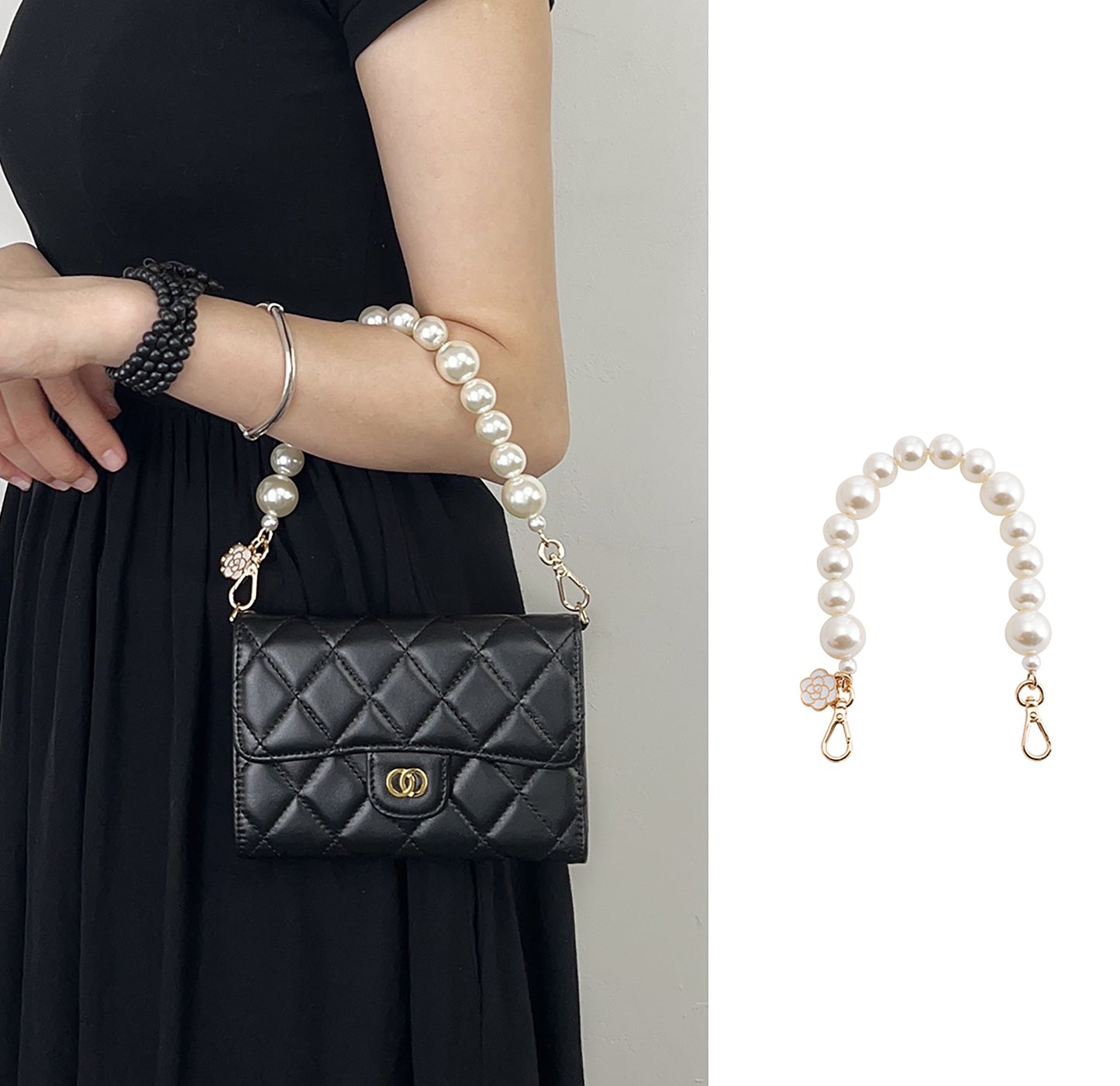 Card holder transformation chain bag wallet handbag pearl underarm short shoulder strap replacement accessory