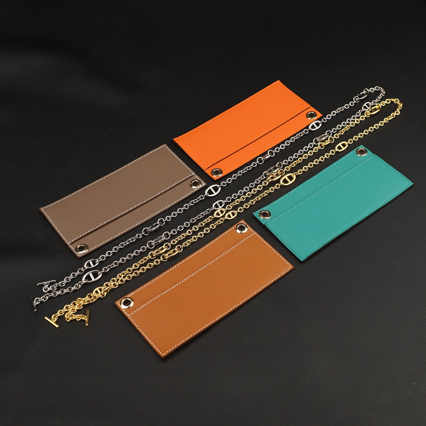 Chain wallet strap with leather insert for Kelly Long wallet and constance long wallet,Chain crossbody strap for constance wallet