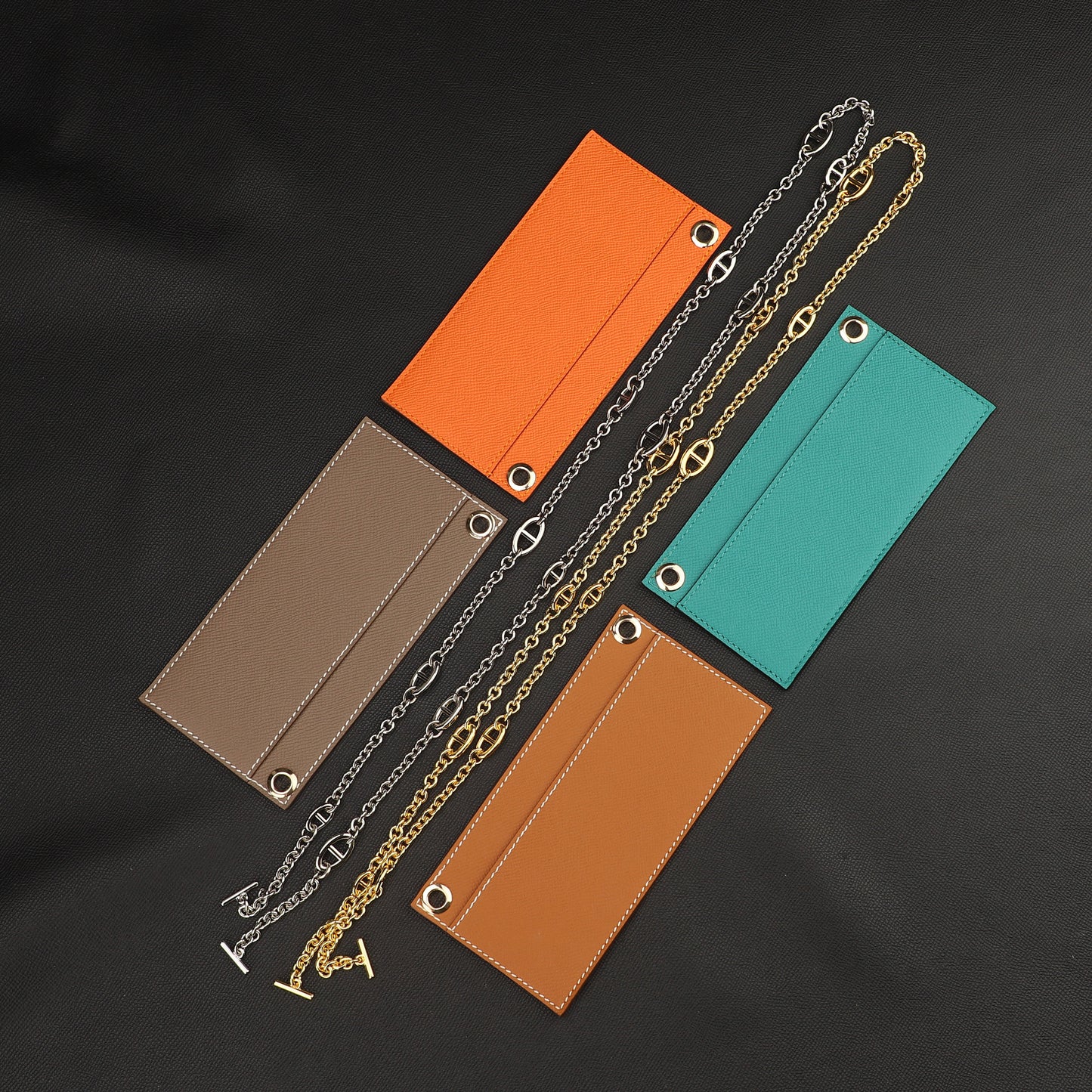 Chain wallet strap with leather insert for Kelly Long wallet and constance long wallet,Chain crossbody strap for constance wallet